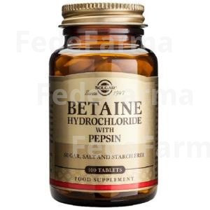 BETAINA CLORHIDRATO CON PEPSINA 100COMP. SOLGAR