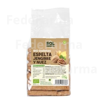GALLETAS DE ESPELTA CON JENGIBRE Y NUEZ 175GR. BIO SOLNATURAL