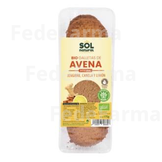GALLETAS DE AVENA JENGIBRE CANELA LIMON 175GR. BIO SOLNATURAL