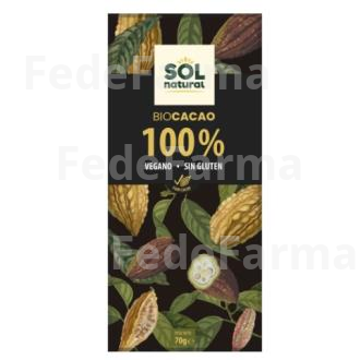 CHOCOLATE CACAO PURO 100% 70GR. BIO SOLNATURAL