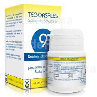 SAL SCHUSSLER NATRIUM-PHOS.D6 TEGORSALES (Nº9) 350 COMP.20G TEGOR