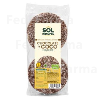 TORTAS DE ARROZ  CON CHOCOLATE Y COCO  100GR.  BIO SOLNATURAL