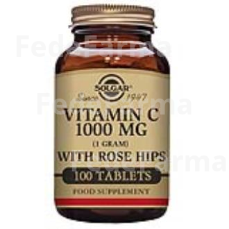 VITAMINA C 1000MG ROSE HIPS 100COMP. SOLGAR