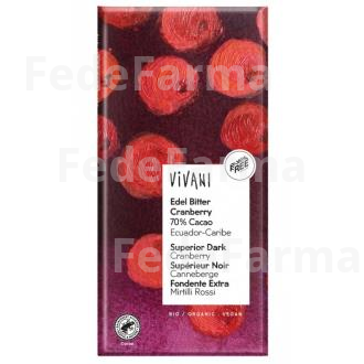 CHOCOLATE NEGRO SUPERIOR 70% ARANDANOS 100GR VEGAN VIVANI