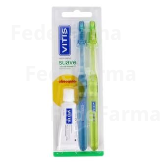 PACK VITIS SUAVE 2 CEPILLOS + PASTA BLANQ. 15ML. VITIS