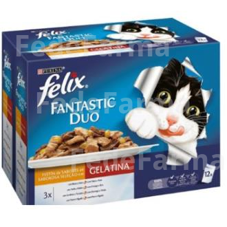 FELIX FANTASTIC FELINE DUO DELICIOUS CARNE 12X100G PURINA VETERINARIA