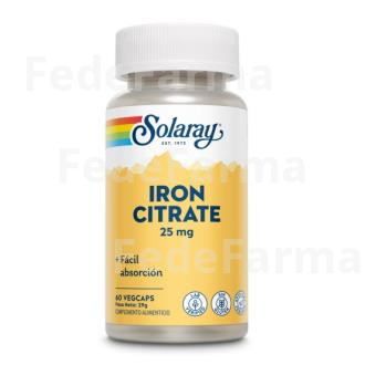 IRON CITRATO 25MG. 60CAP. SOLARAY