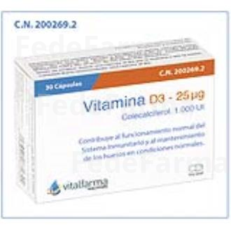 VITAMINA D3 25MCG. (1000UI) 30CAP. VITALFARMA