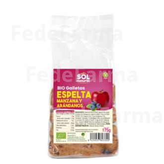GALLETAS DE ESPELTA MANZANA ARANDANOS 175GR. BIO SOLNATURAL