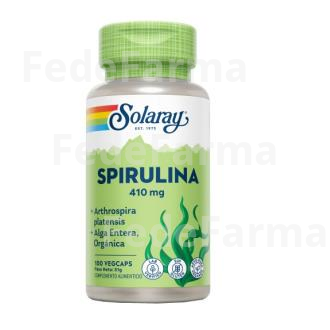 SPIRULINA 410MG. 100CAP. SOLARAY