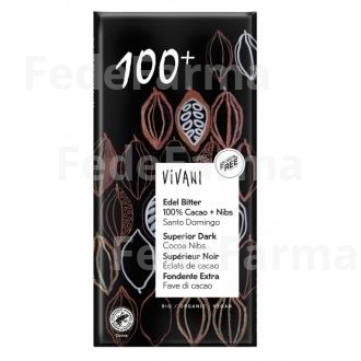 CHOCOLATE NEGRO SUPERIOR 100% NIBS CACAO 80G VEGAN VIVANI