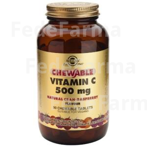 VITAMINA C 500MG. FRAMBUESA 90COMP.MASTICABLES SOLGAR