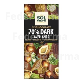 CHOCOLATE NEGRO 70% CON AVELLANA TABLETA 70GR BIO SOLNATURAL