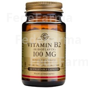 VITAMINA B2 100MG.(RIBOFLAVINA) 100CAP.VEG. SOLGAR