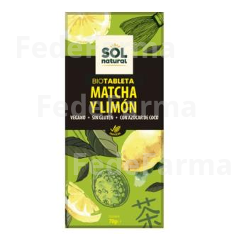 CHOCOLATE DE TE MATCHA Y LIMON TABLETA 70GR. BIO SOLNATURAL