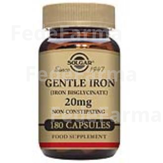 HIERRO GENTLE (NO ESTRIÑE) 20MG. 180CAP. SOLGAR