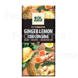 CHOCOLATE JENGIBRE LIMON CON CURCUMA 70GR.BIO SG  SOLNATURAL