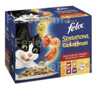 FELIX FELINE ADULT SENSATIONS GELAT. CARNE 12X100G PURINA VETERINARIA