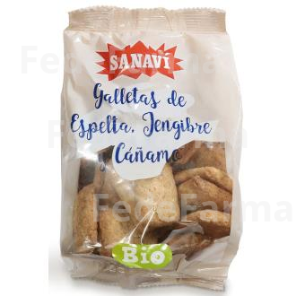 GALLETA DE ESPELTA JENGIBRE Y CAÑAMO 200GR. BIO SANAVI